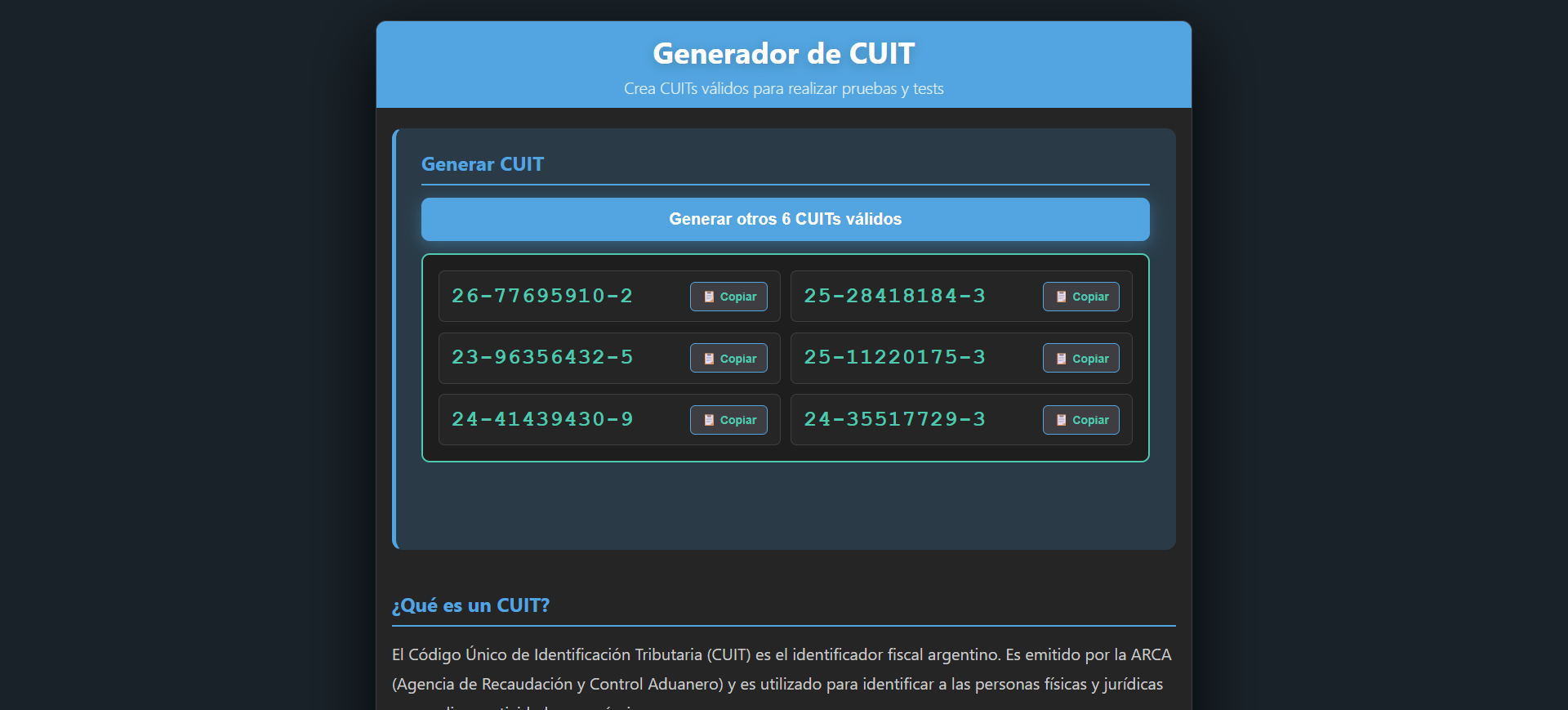 Generador de CUITS
